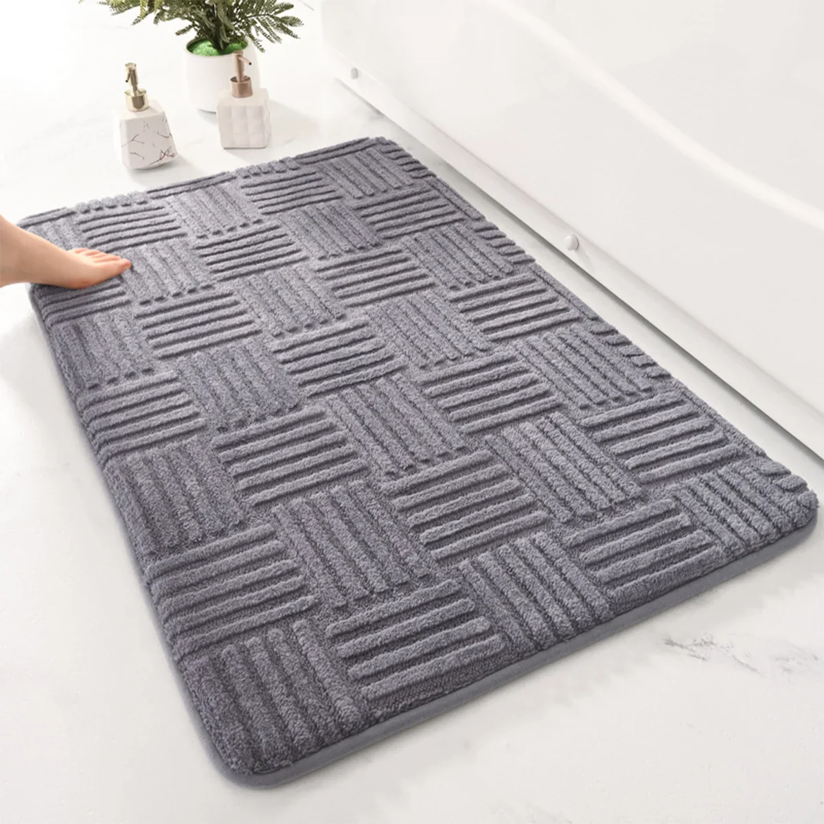 Arcadia - Dikke Gestreepte Antislip Badmat met Zacht en Absorberend Vermogen - Image 3