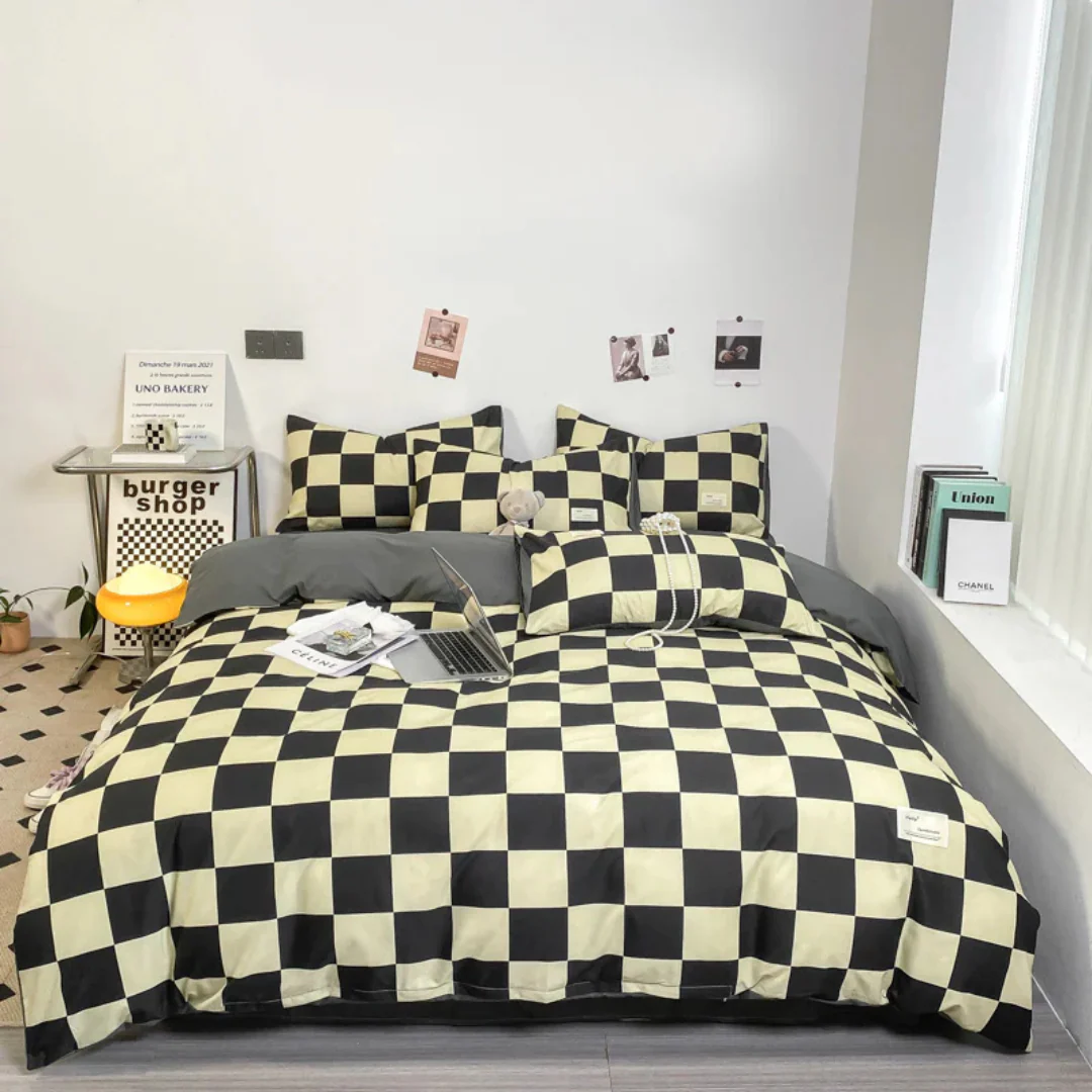 Cashu - Luxe Bedovertrek Met Geblokt Patroon - Image 6