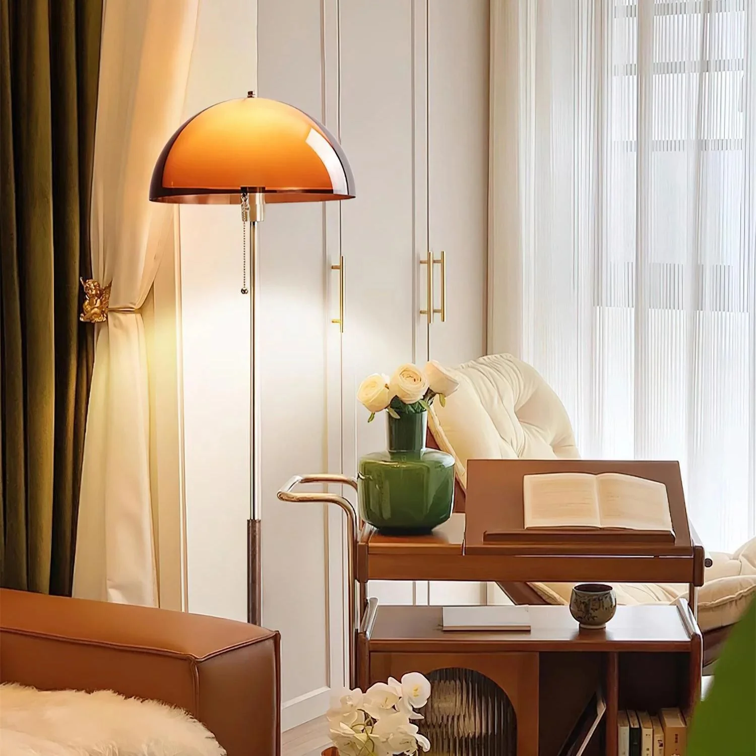 Marzella – Retro Vloerlamp Met Amber Koepel - Image 21